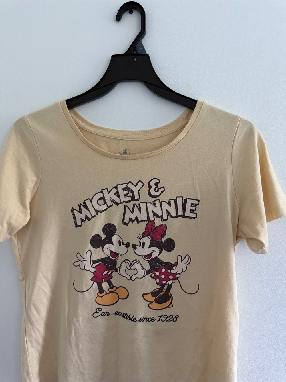 Disney Cream Mickey & Minnie Short Sleeve Tee with Pink Accents